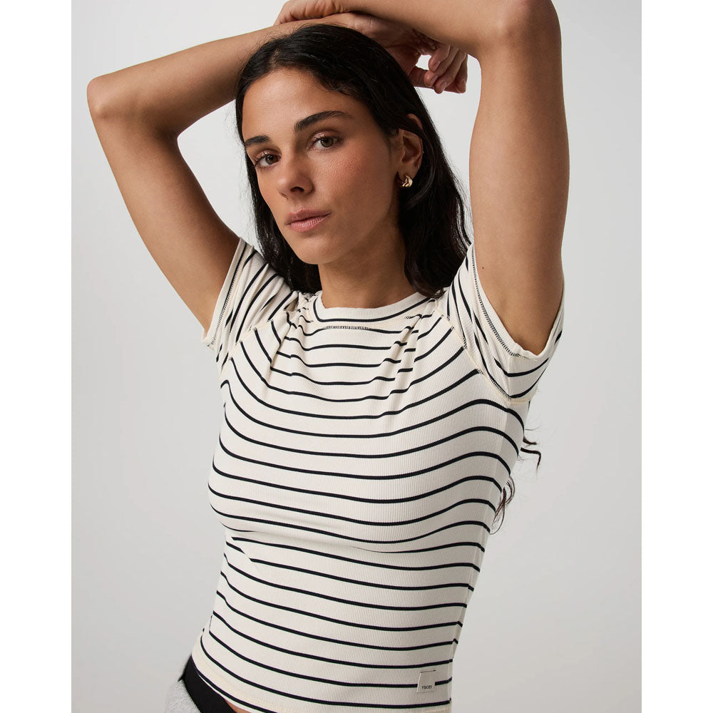 Vuori Womens Pose Fitted Tee Ink tripe / S