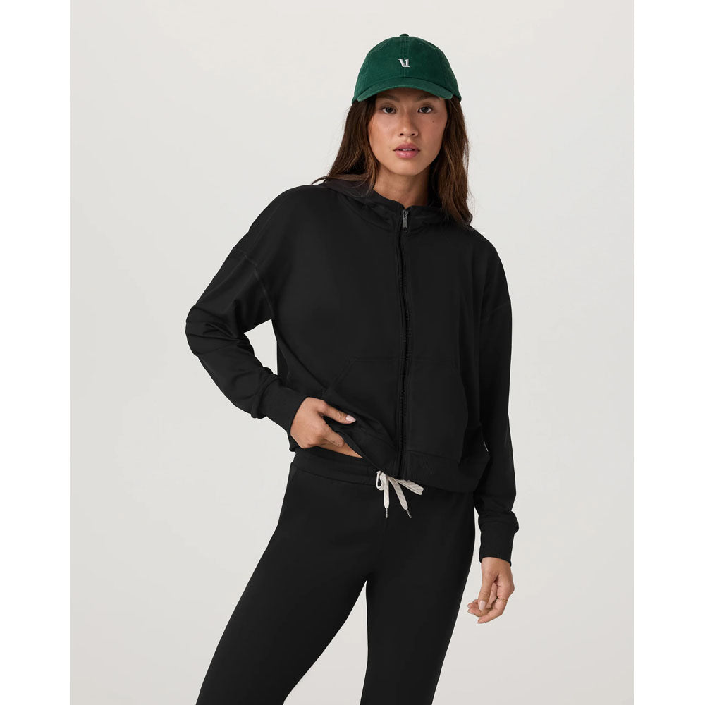 Vuori Womens Halo Modern Full Zip Hoodie True Black