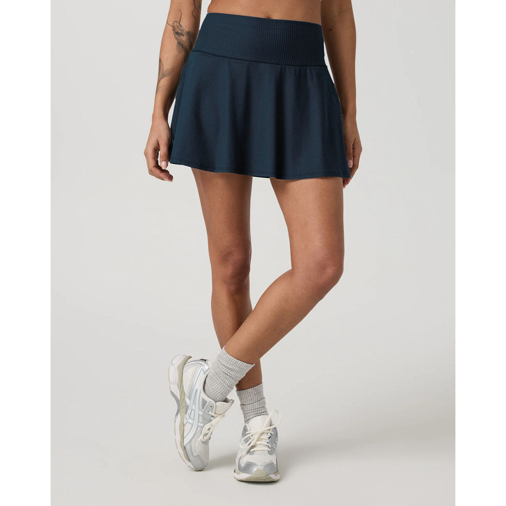 Vuori Womens Baseline Gingham Skirt Ocean Blue