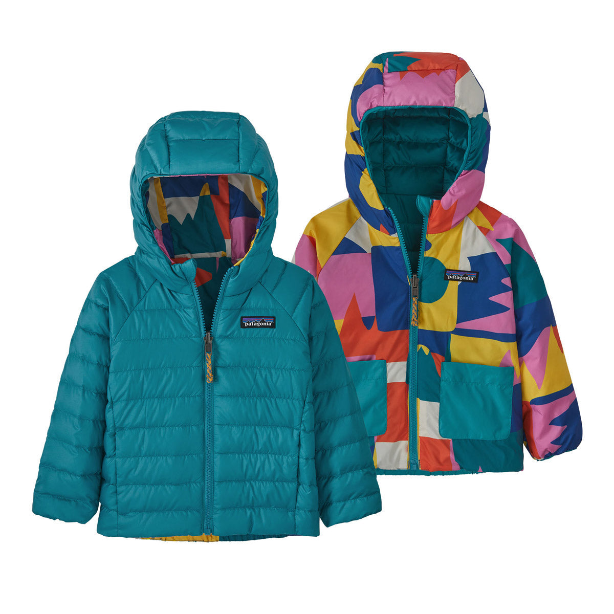 Patagonia Baby Reversible Down Sweater Hoody Frontera: Passage Blue