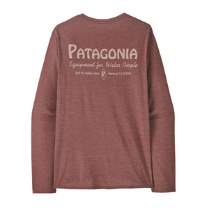 Patagonia Men's Long-Sleeved Capilene Cool Daily Graphic Shirt - Waters Water People Banner: Dulse auve X-Dye / M