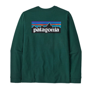Patagonia Mens Long-Sleeved P-6 Logo Responsibili-Tee Cascade Green