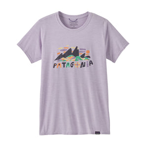 Patagonia Womens Capilene Cool Daily Graphic Shirt Fitz Roy Superbloom: Foxglove Purple