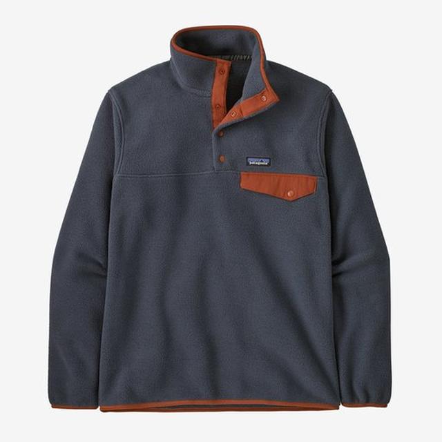 Patagonia Mens Lightweight Synchilla Snap-T Fleece Pullover Smolder Blue w/Burnished Red