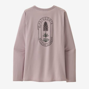 Patagonia Women's Long-Sleeved Cap Cool Daily Graphic Shirt - Lands CBPL Clean Climb Bloom: Echo Purple