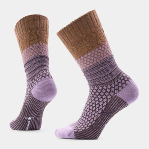 Smartwool Womens Everyday Popcorn Cable Crew Socks R13 Purple Dawn