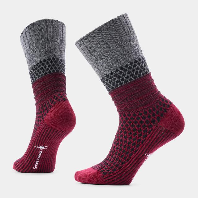 Smartwool Womens Everyday Popcorn Cable Crew Socks A62 Black/Tibetan Red