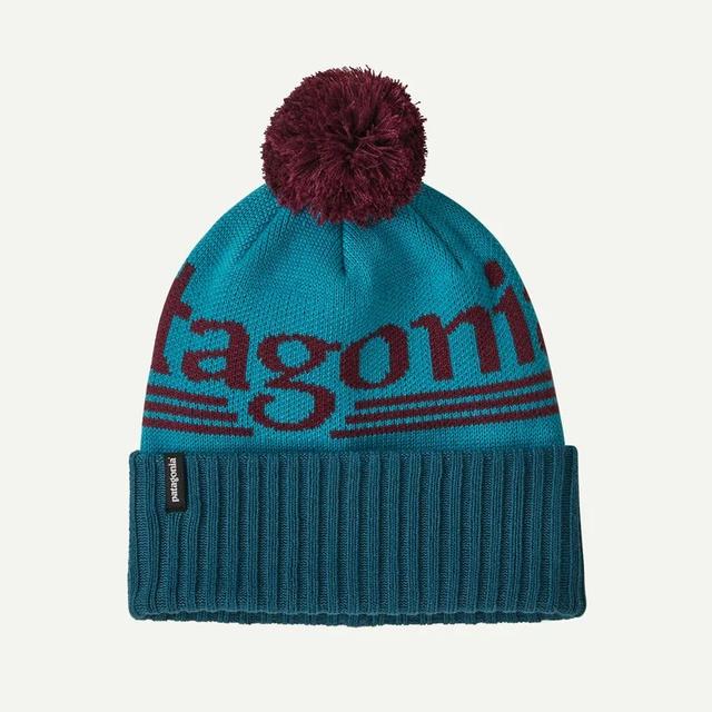 Patagonia Powder Town Beanie HLMA Hut Tripper Logo: Mako Blue
