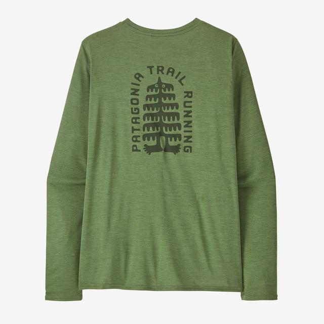 Patagonia Women's Long-Sleeved Cap Cool Daily Graphic Shirt - Lands TRNX Tree Trotter: Terrain Green X-Dye