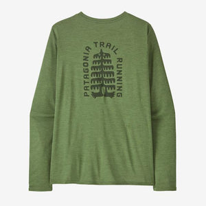 Patagonia Women's Long-Sleeved Cap Cool Daily Graphic Shirt - Lands TRNX Tree Trotter: Terrain Green X-Dye