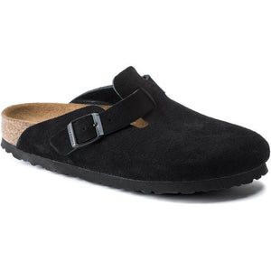 Birkenstock Boston Soft Footbed Suede Leather - Regular Black