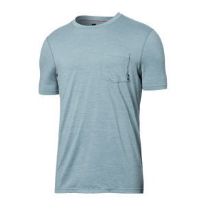 Saxx Underwear Co. M DropTemp All Day Cooling SS Pocket Tee QHL Light Aqua Heather