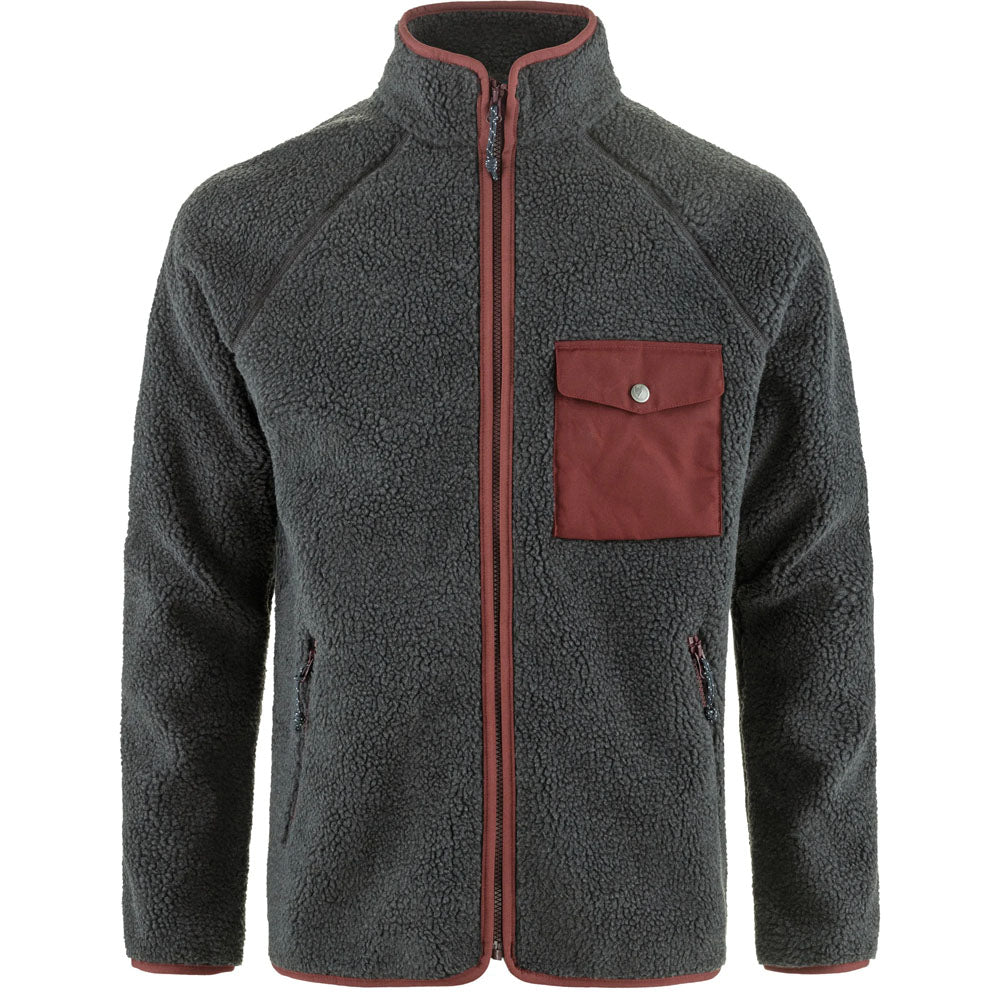 Fjallraven Men's Vardag Pile Fleece Dark Grey-Maroon