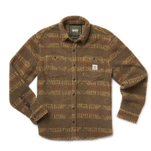 Howler Brothers Mens Allegheny Fleece Overshirt escal Stripe: Earth / M