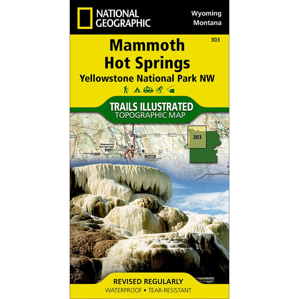 Mammoth Hot Springs: Yellowstone National Park NW-National Geographic Maps-Uncle Dan's, Rock/Creek, and Gearhead Outfitters