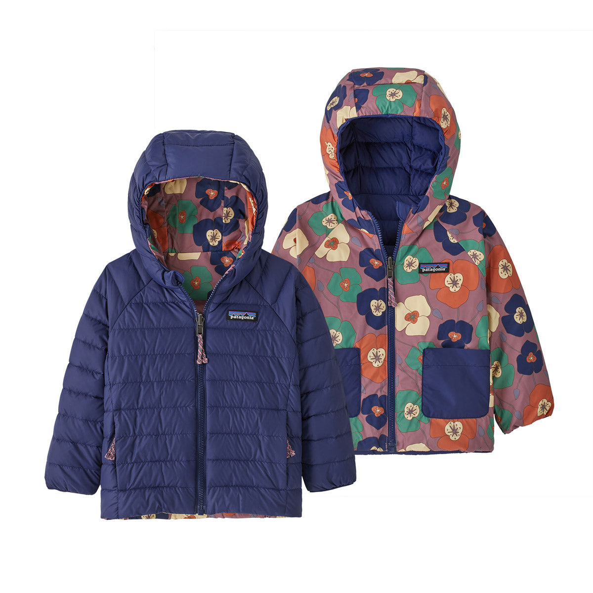 Patagonia Baby Reversible Down Sweater Hoody Sequoia Love: Light Star Pink