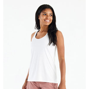 Free Fly Apparel Women's Bamboo Motion Racerback Tank Bright White
