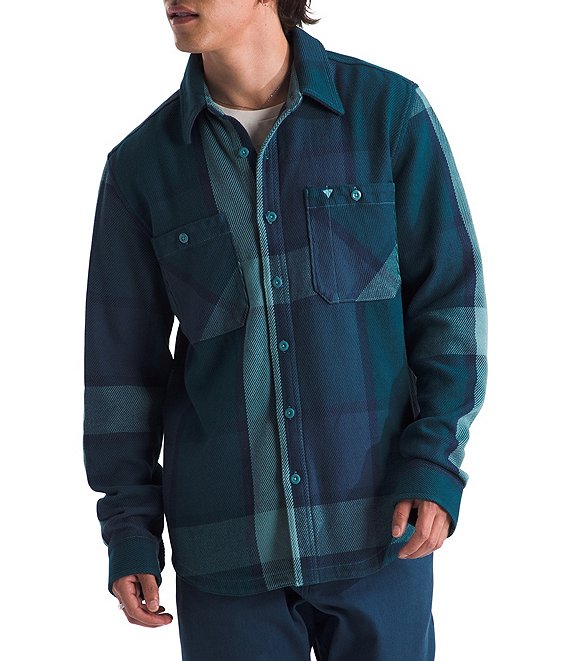 The North Face M Valley Twill Flannel Shirt 6NI Algae Blue Macro Plaid