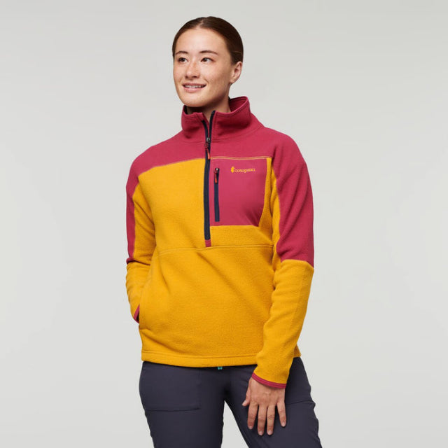 Cotopaxi Women&#39;s Abrazo Half-Zip Fleece Jacket RAZAMB Raspberry &amp; Amber