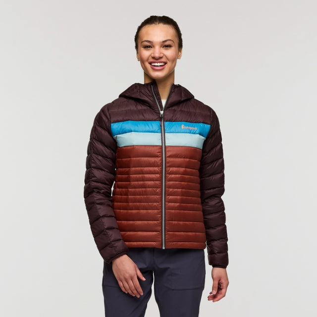 Cotopaxi Womens Fuego Hooded Down Jacket CFERT Coffee and Rusty