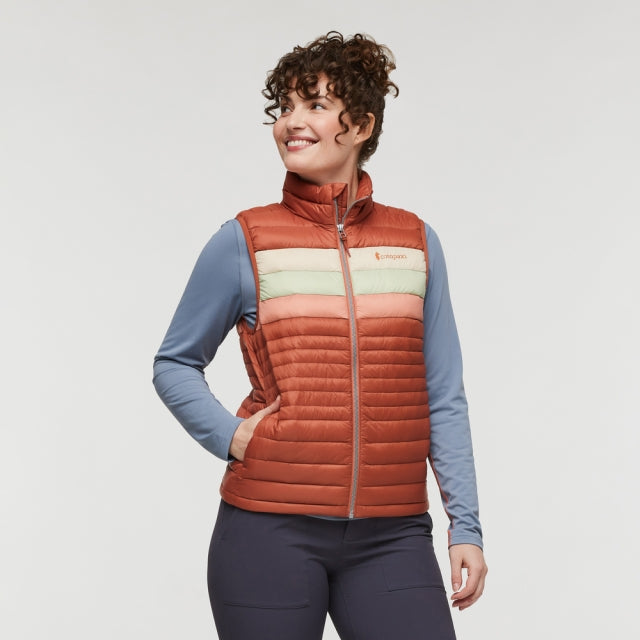 Cotopaxi Women&#39;s Fuego Down Vest FDST Faded Brick Stripes