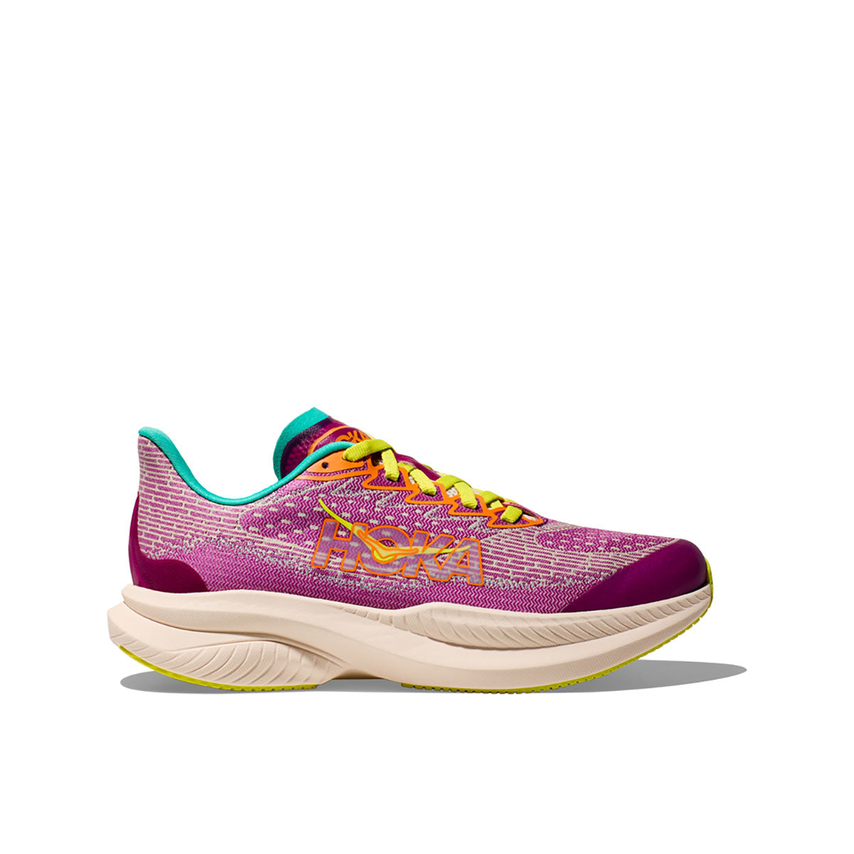 Hoka Kids&#39; Mach 6 Fuchsia/Electric Aqua