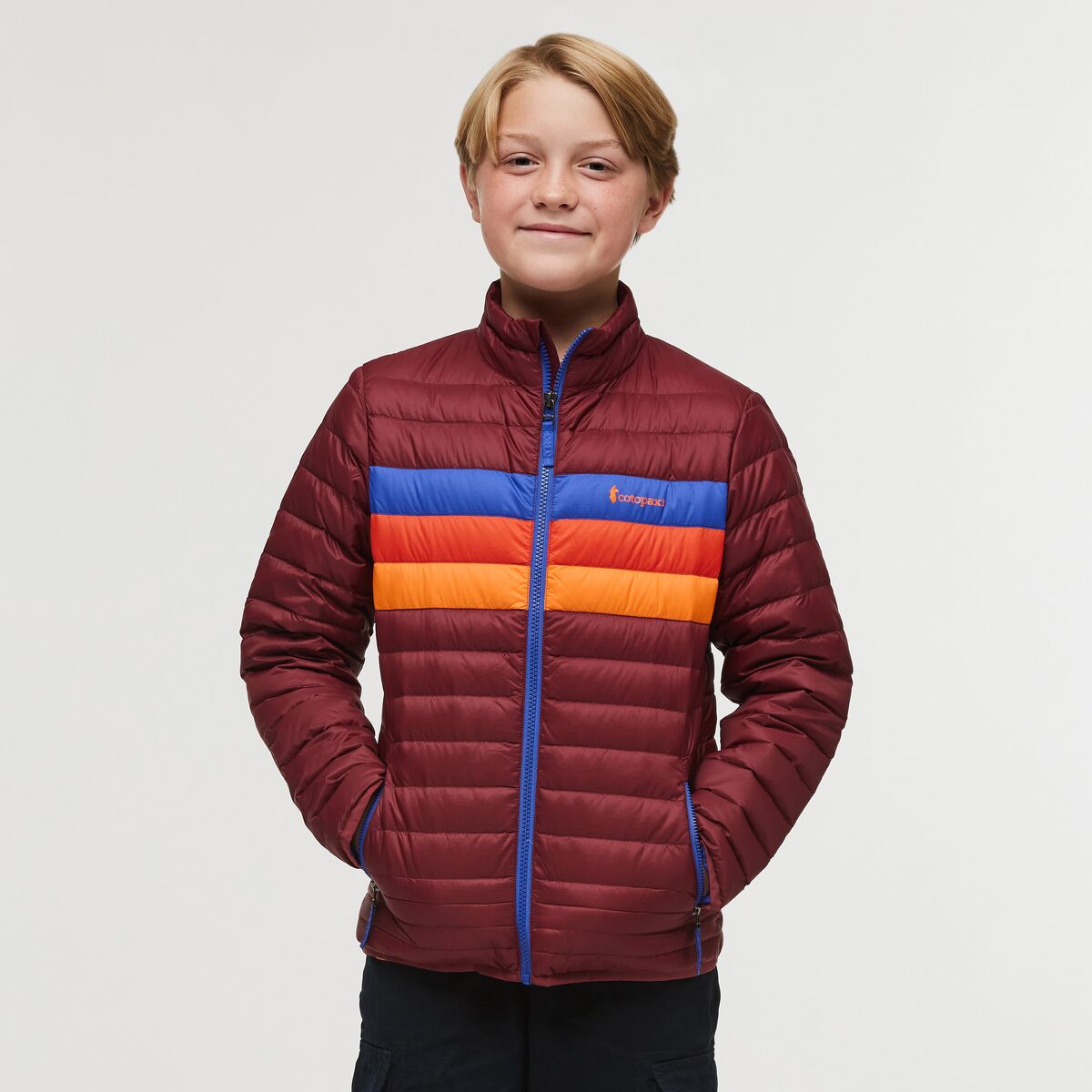 Cotopaxi Kids' Fuego Down Jacket Burgundy tripes / S