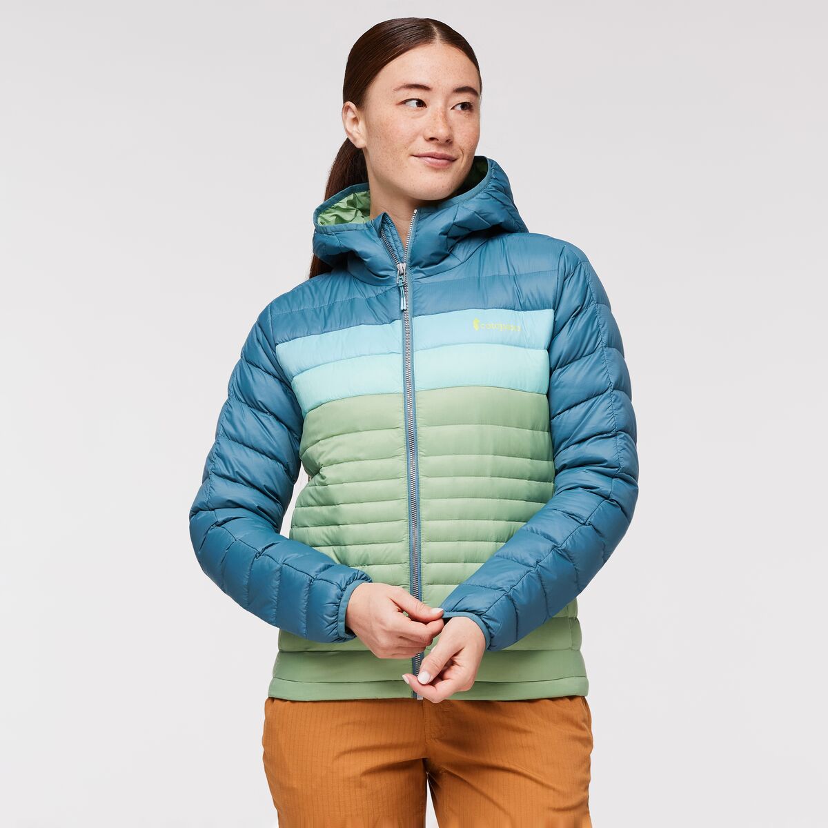 Cotopaxi Women's Fuego Hooded Down Jacket Blue Spruce/Aspen