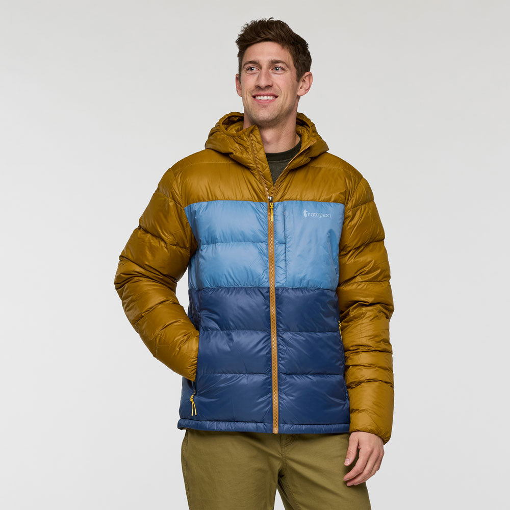 Cotopaxi Mens Fuego Max Down Hooded Jacket Bronze and Deep Sea