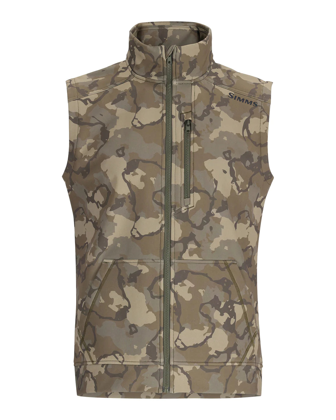 Simms Fishing Men&#39;s Rogue Fleece Vest Regiment Camo Olive Drab