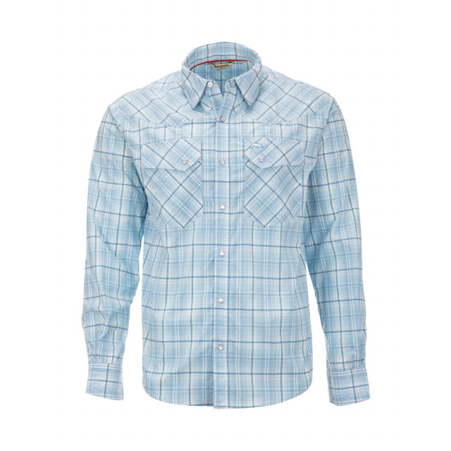 Simms Fishing Mens Brackett Long Sleeve Shirt 760 Sky Classic Plaid