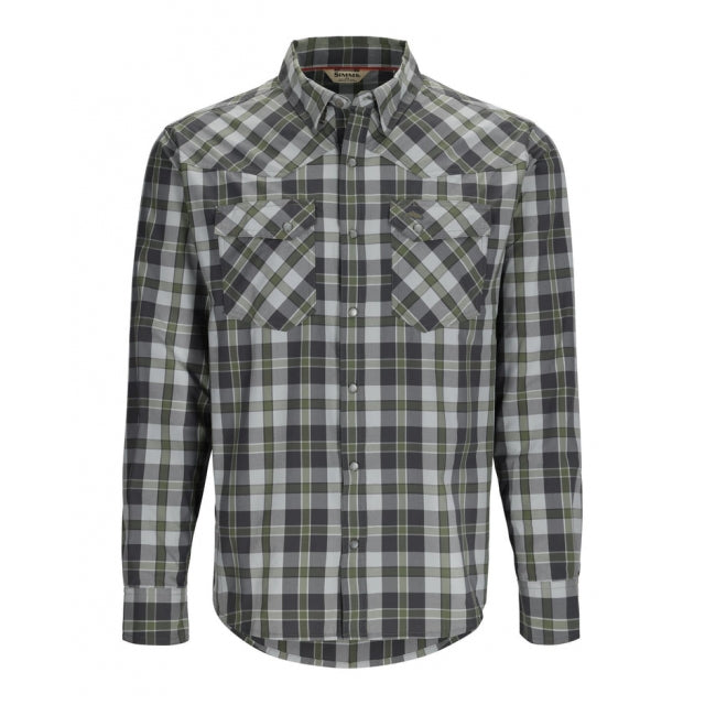 Simms Fishing Men&#39;s Brackett Long Sleeve Shirt 1084 Backcountry Clover Plaid