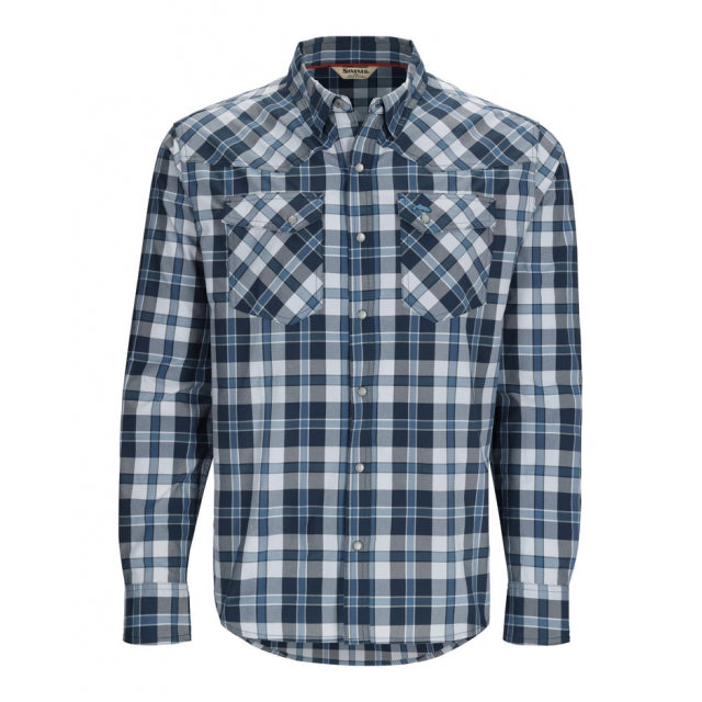 Simms Fishing Mens Brackett Long Sleeve Shirt 1071 Backcountry Blue Plaid