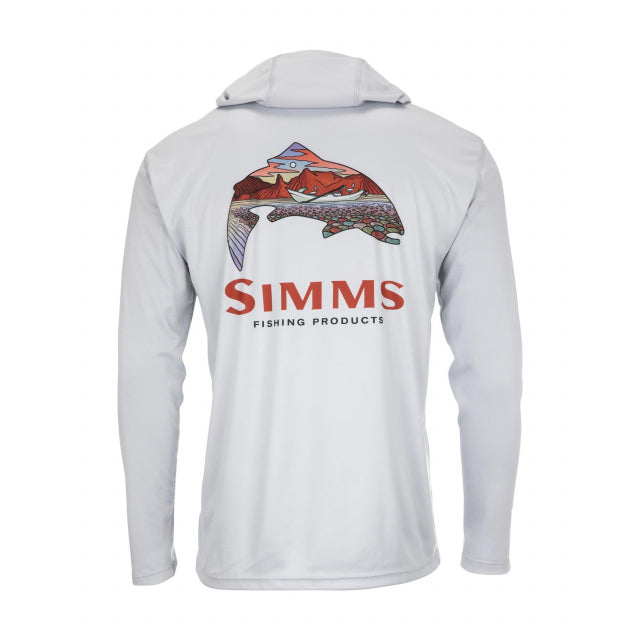 Simms Fishing M Tech Hoody - Artist Series 859 Trout Logo Flame/Sterling