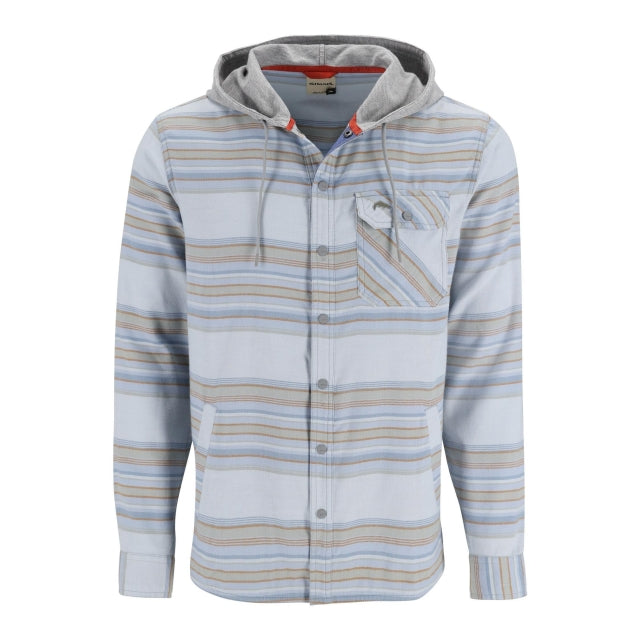 Simms Fishing Men's Santee Flannel Hoody 1223 White/Pale Pine Blanket Stripe
