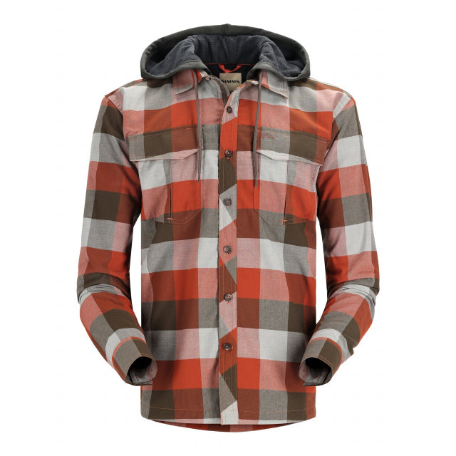 Simms Fishing Mens Coldweather Hoody 1002 Clay Buffalo Plaid
