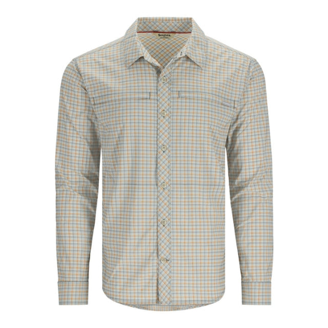 Simms Fishing Mens Stone Cold Fishing Long Sleeve Shirt 3021 Sun Glow/Storm Retro Plaid