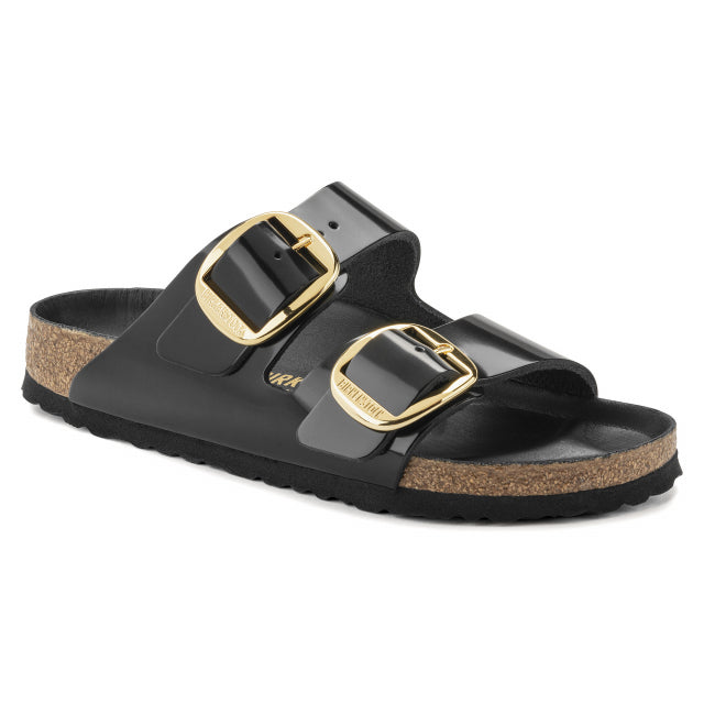 Birkenstock Womens Arizona Big Buckle Leather High Shine Black
