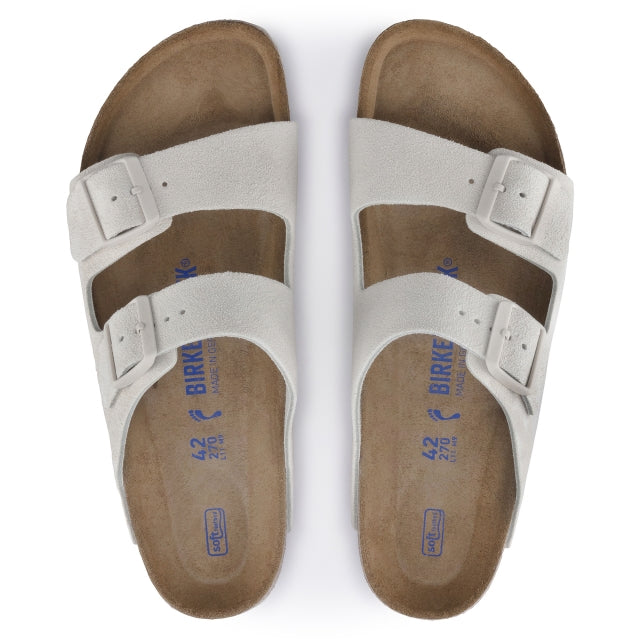 Birkenstock Arizona Soft Footbed Suede Leather Antique White