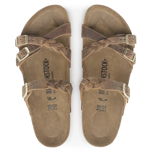 Birkenstock Franca Braid Oil Leather - Reg Cognac
