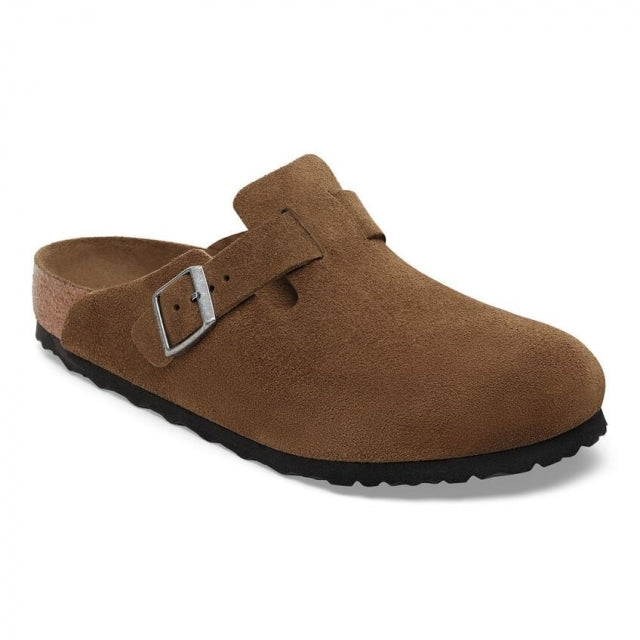 Birkenstock Boston Soft Footbed Suede Leather - Narrow Dark Tea