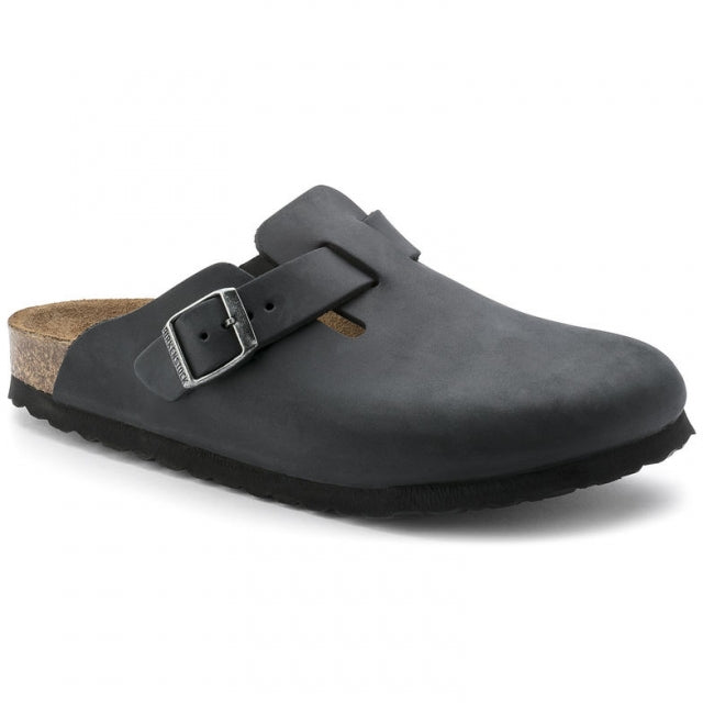 Birkenstock Boston SFB Oiled Leather-Reg Black