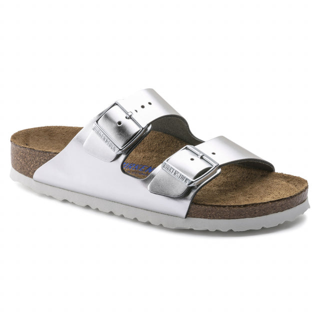 Birkenstock Arizona Soft Footbed Natural Leather Metallic Silver