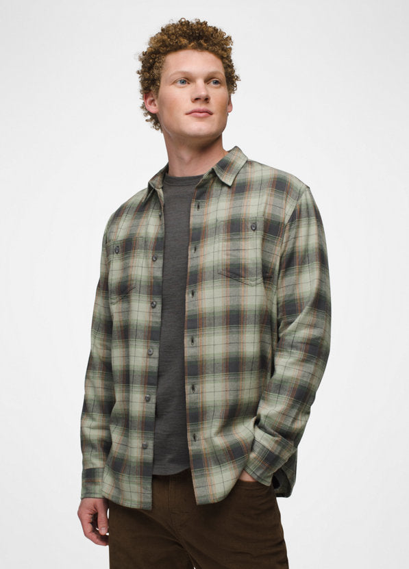 Prana Mens Dolberg Flannel Shirt 407 Blue Coral