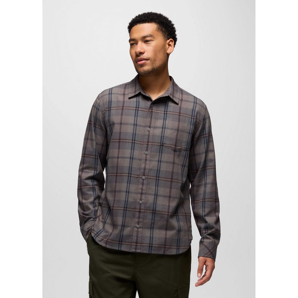 Prana Mens Los Feliz Flannel Shirt Pewter