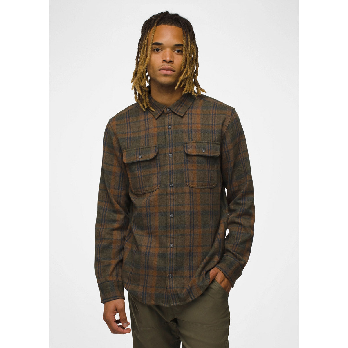 Prana M Westbrook Flannel Shirt - Slim Mud