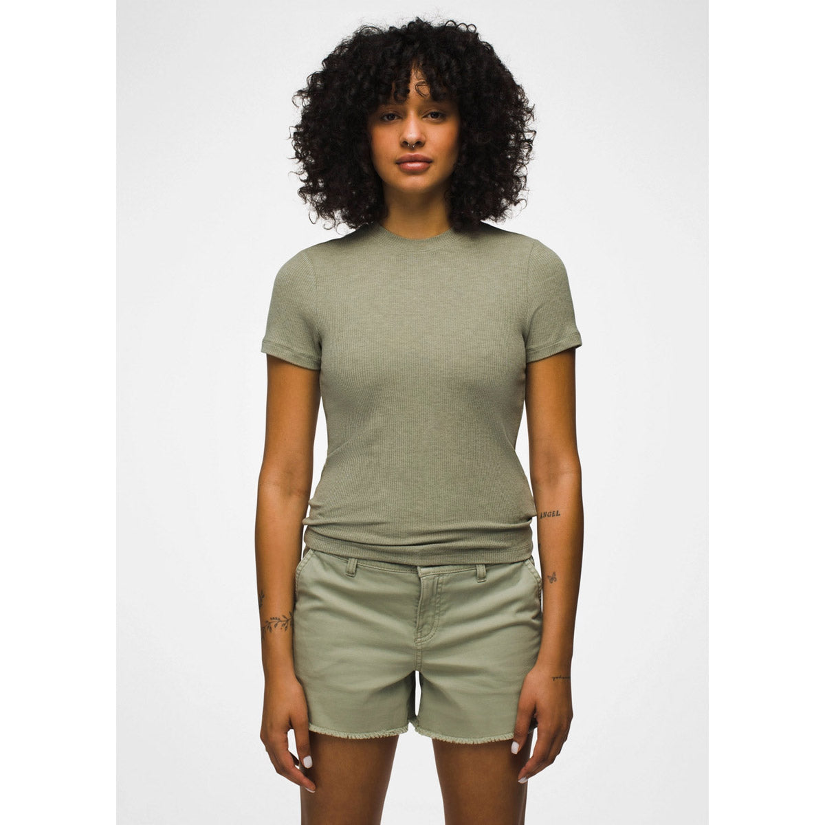 Prana Women&#39;s Foundation Rib Tee Juniper Green Heather