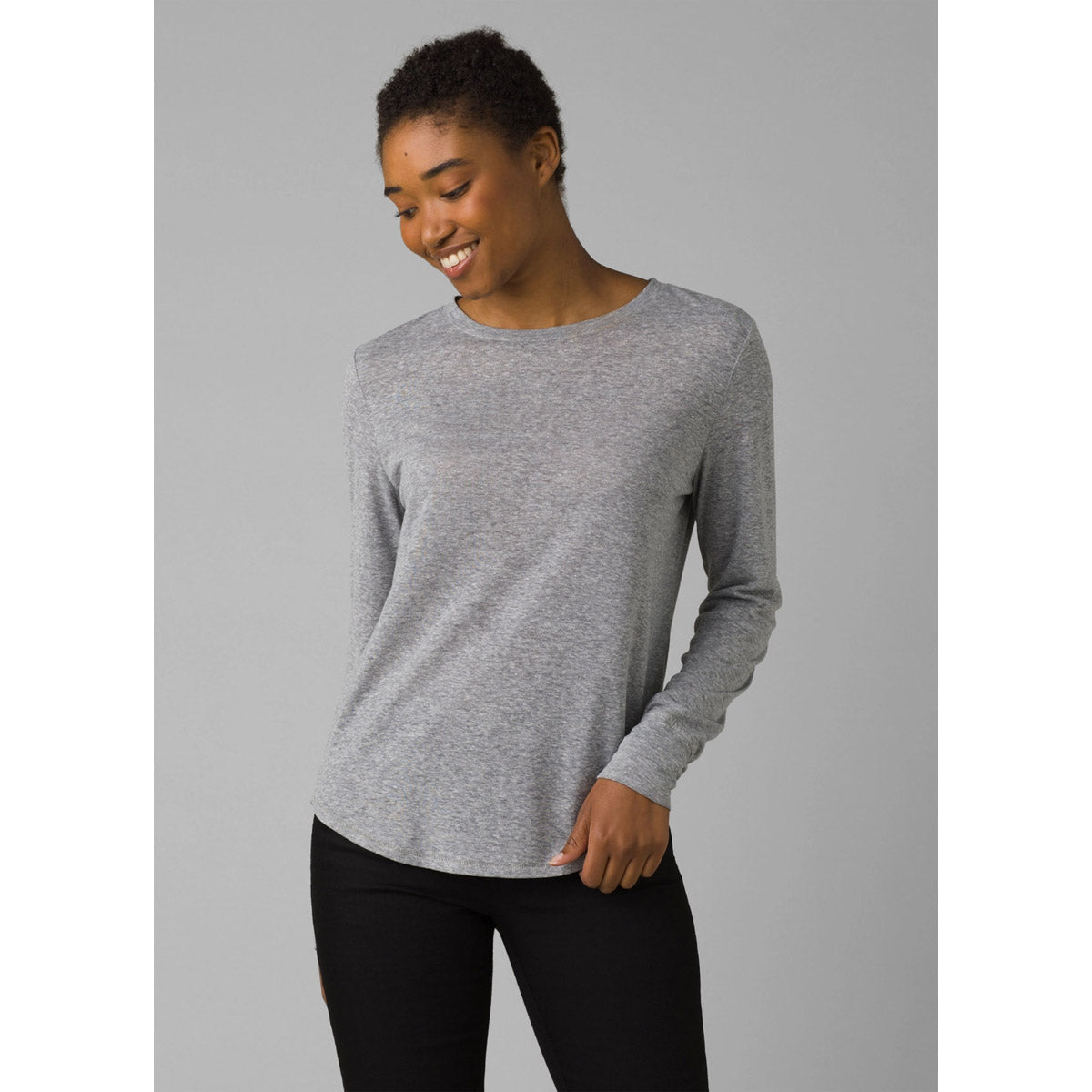 Prana Women's Cozy Up Long Sleeve Tee Heather Grey