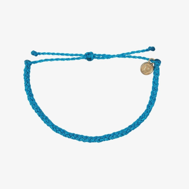 Pura Vida Mini Braided Solid Bracelet Multi - Neon Blue