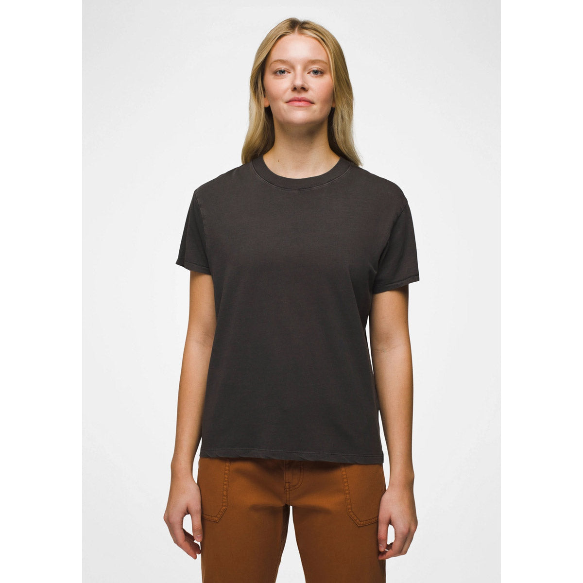 Prana Women's Everyday Vintage-Washed Short Sleeve Tee 020 Charcoal